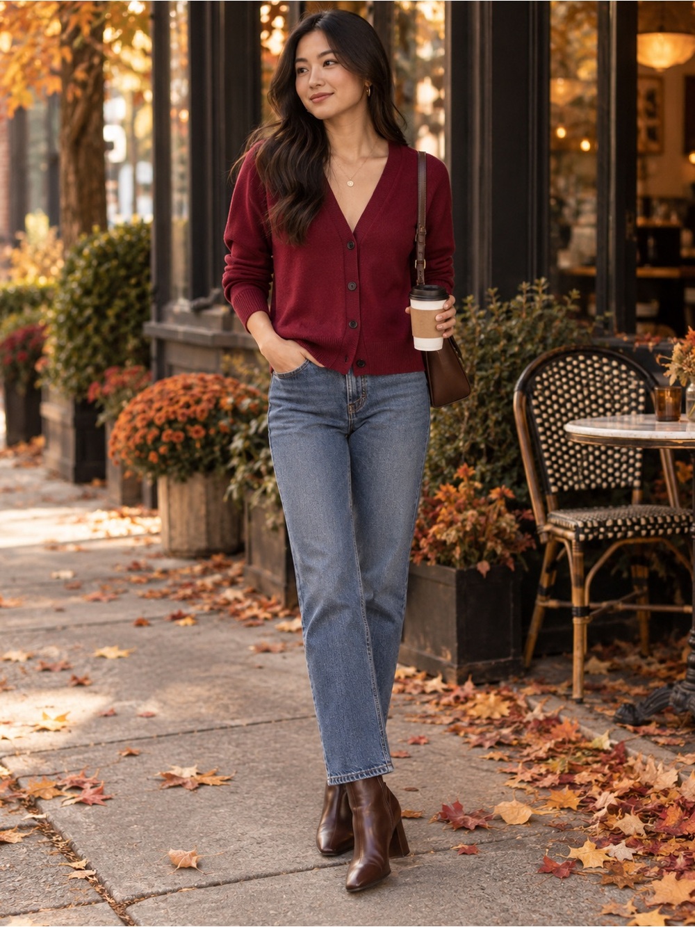 Banana Republic Forever Cardigan Sweater Burgundy Cotton Blend Button Front S